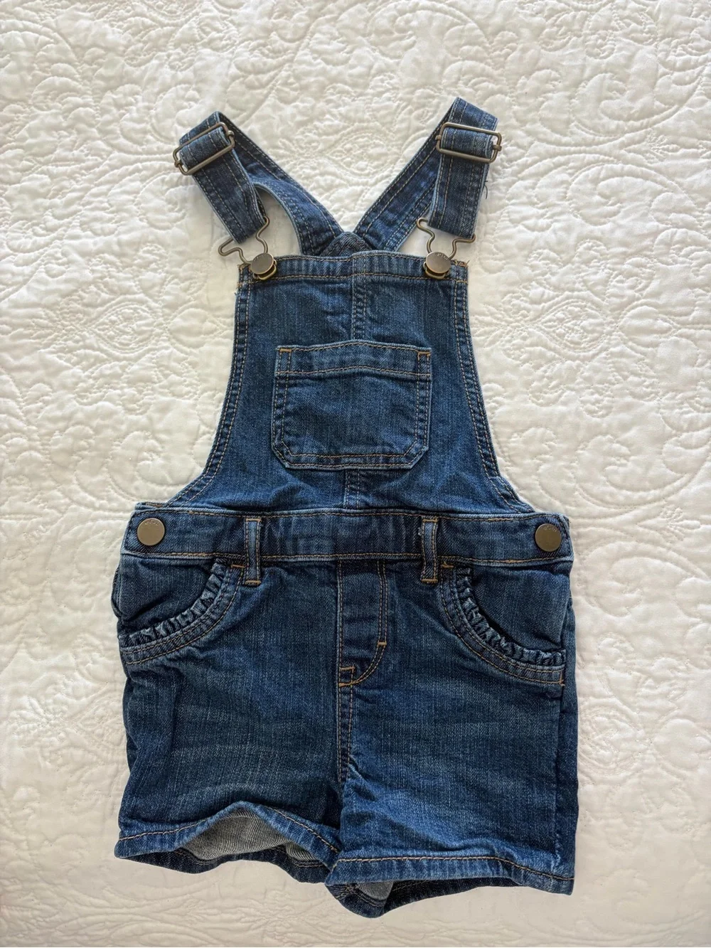 GAP Dark Blue Denim Short Overalls for Kids